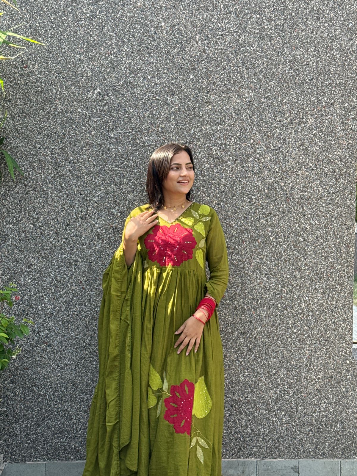 Green Flared Anarkali