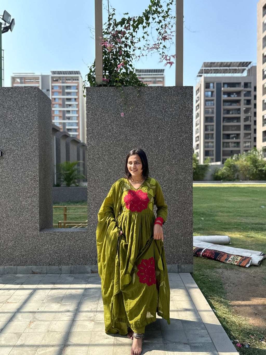 Green Flared Anarkali