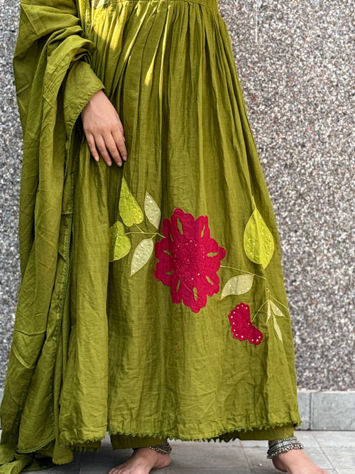 Green Flared Anarkali